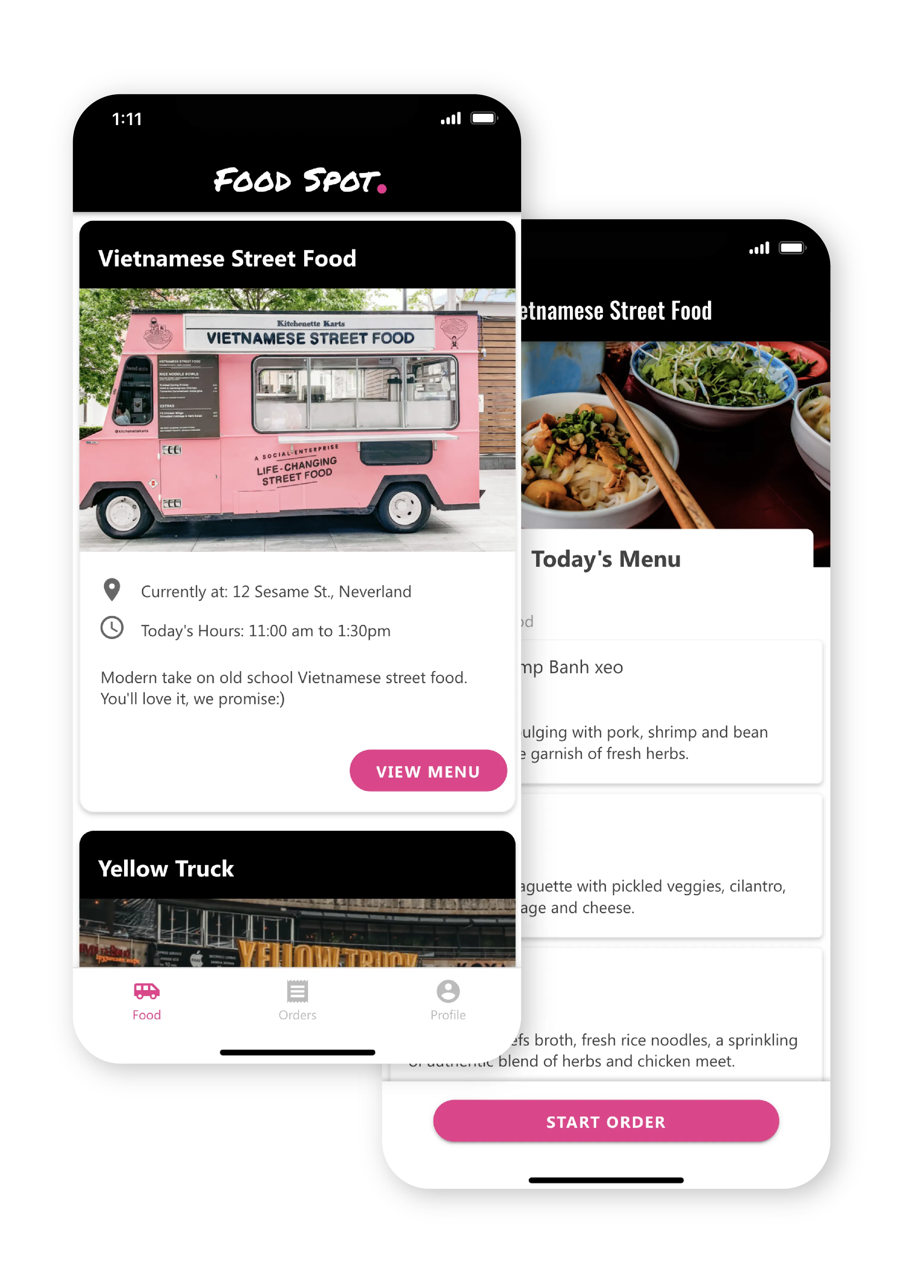 Exemple d'application de commande de repas créée avec Adalo