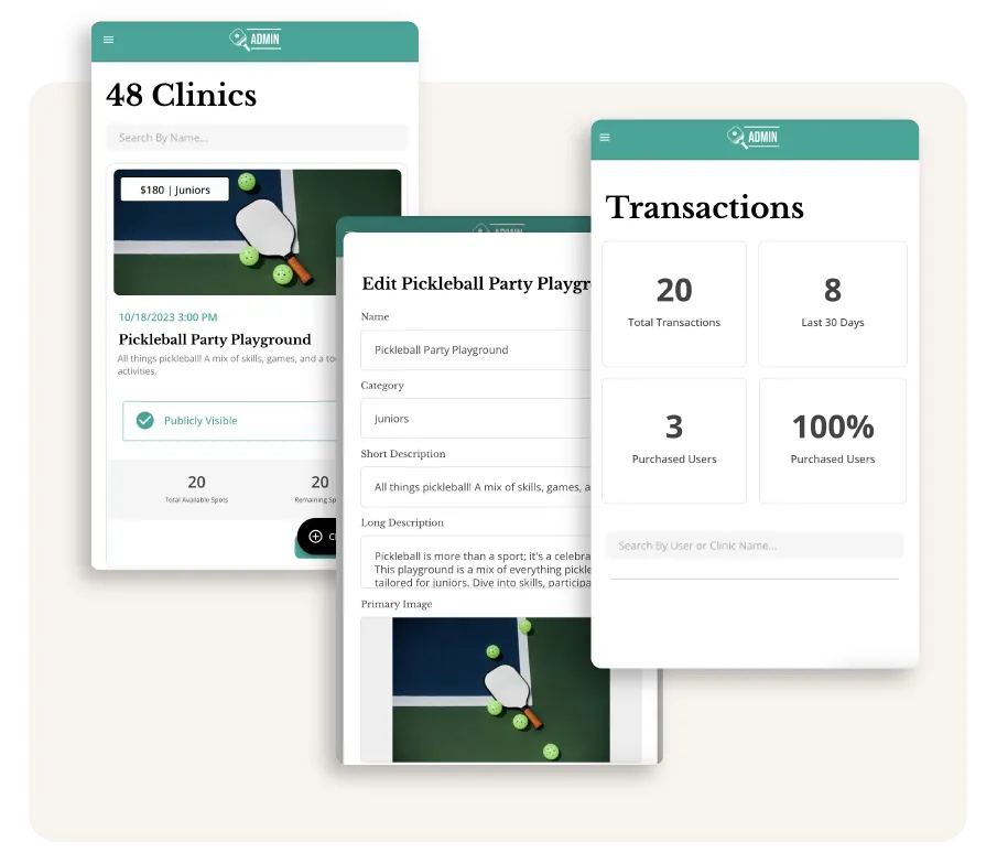 Images d'écran de l'administration et de l'expérience utilisateur