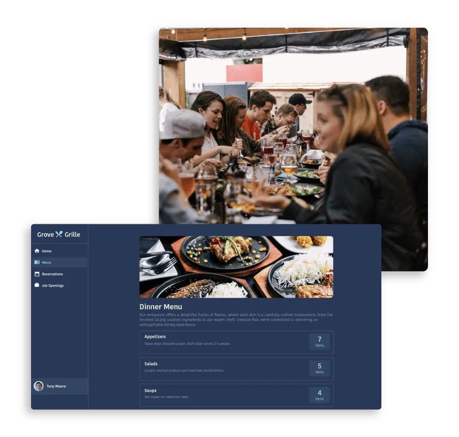 Affichez les éléments de votre menu