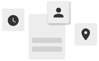 Un simple groupe d'icônes liées à l'organisation d'événements, comme le lieu, l'heure et le nombre d'invités. 