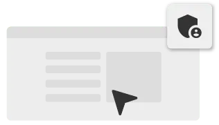 Une fenêtre de navigateur simplifiée avec un curseur de souris et une icône d'administration.