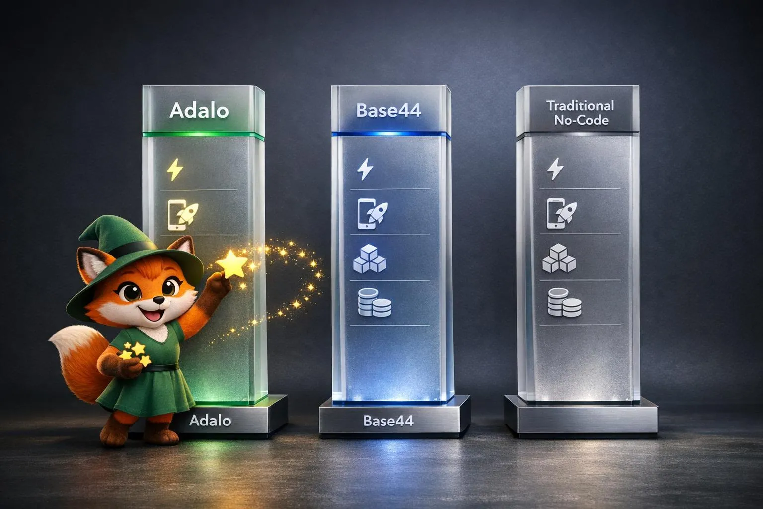 Comparaison des créateurs d'applications IA : Adalo vs Base44 vs les solutions traditionnelles sans code