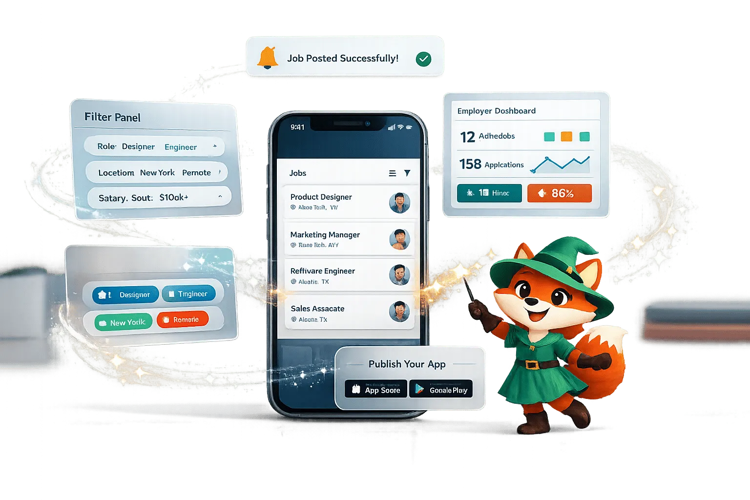 Tableau d'affichage des offres d'emploi et plateforme de carrière sans code : créez-le avec Adalo