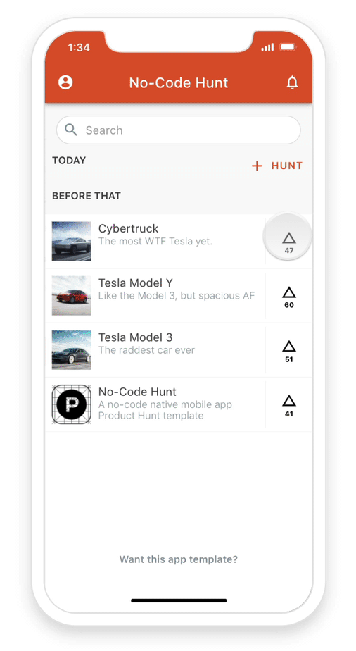 Aperçu du clone de Product Hunt