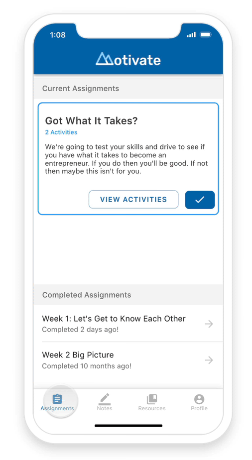 Aperçu de l'application de coaching