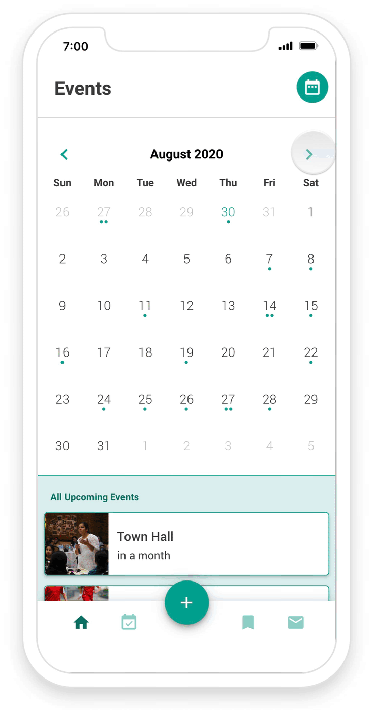 Aperçu du calendrier des événements